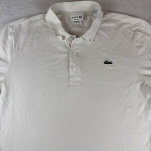 Lacoste Polo Shirt Mens Large White Cotton Classic Fit Resort Wear Golf Tennis